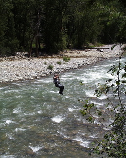 Roger crossing the river