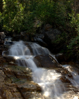 A small waterfall at the waterstop.