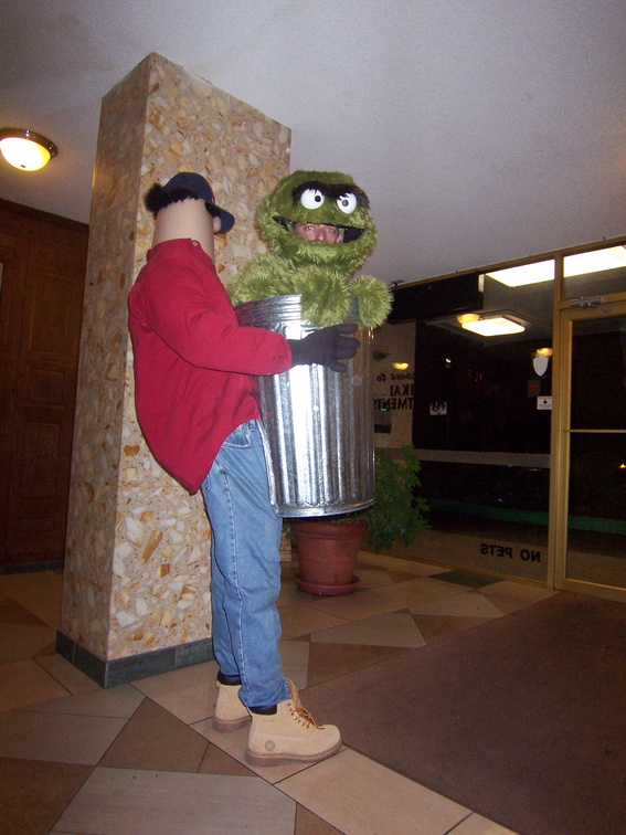 Oscar the Grouch (Joe Wise) and Bruno