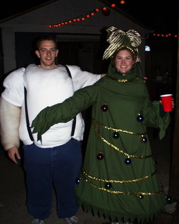 Fat guy (Joe Wise) and a Christmas Tree (Becky Wilson)