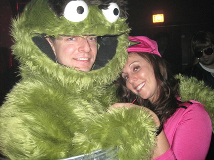 Oscar the Grouch and a Flight Attendant