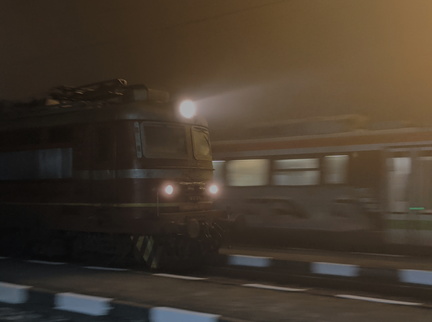 Train at night.