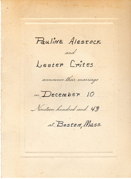 1943 Pauline  amp  Lester wedding announcement652